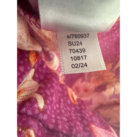 Loft Linen Breezy Wide Leg Pants Pink Floral Pockets Sz M Beach Vacation Casual - Picture 13 of 13